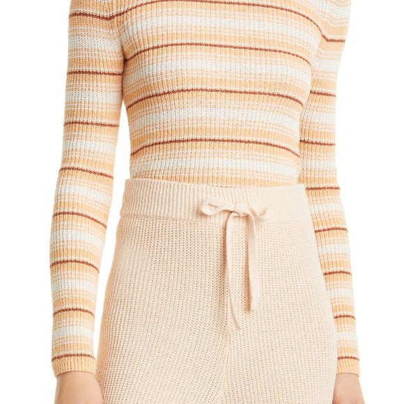 A.L.C. Natural Milo Striped Sweater crewneck ribbed cotton orange size Medium - Picture 2 of 7